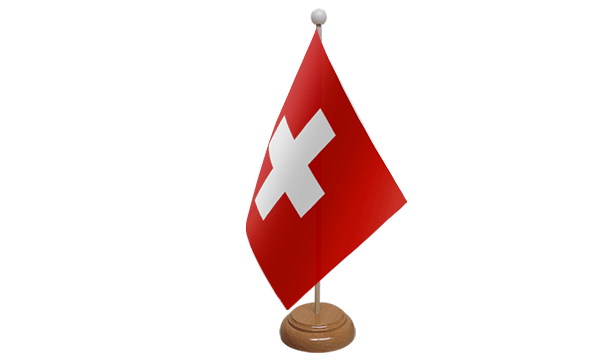 Switzerland Small Flag with Wooden Stand